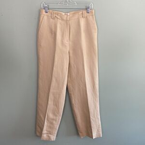 Talbots Linen Silk Dress Pants Trousers Lined Womens 8 Tan Office Minimalist